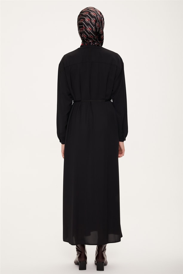 Armine Grogren Kemerli Minimal Elbise 22K9515 Siyah