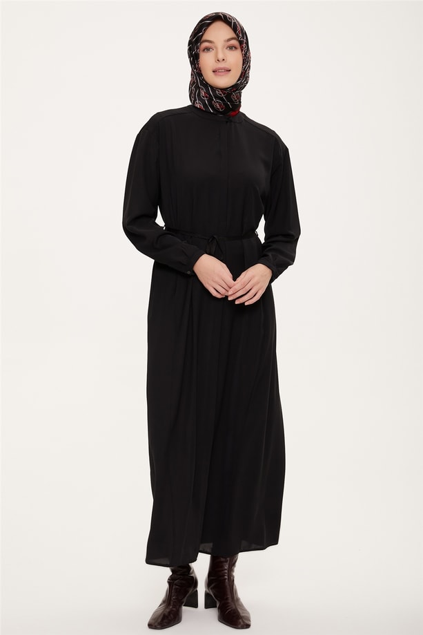 Armine Grogren Kemerli Minimal Elbise 22K9515 Siyah