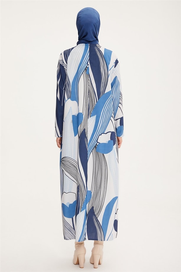 Armine Alleri Olan Arkadan Bağlanabilen Ve Önde Serbest Bırakılabilen Fonksiyonlu Elbise 22K9519 Mavi