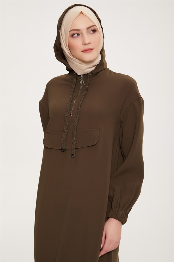 Armine Şık Sweatshırt Elbise 22K9520 Haki