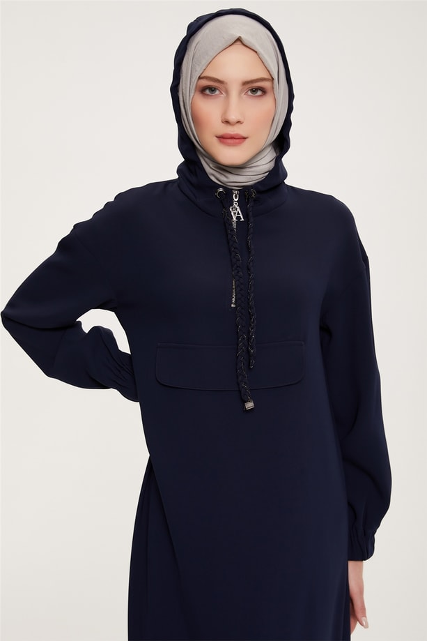 Armine Şık Sweatshırt Elbise 22K9520 Lacivert