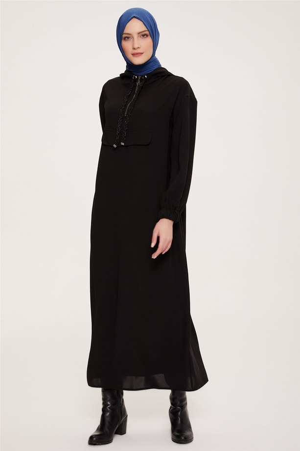 Armine Şık Sweatshırt Elbise 22K9520 Siyah