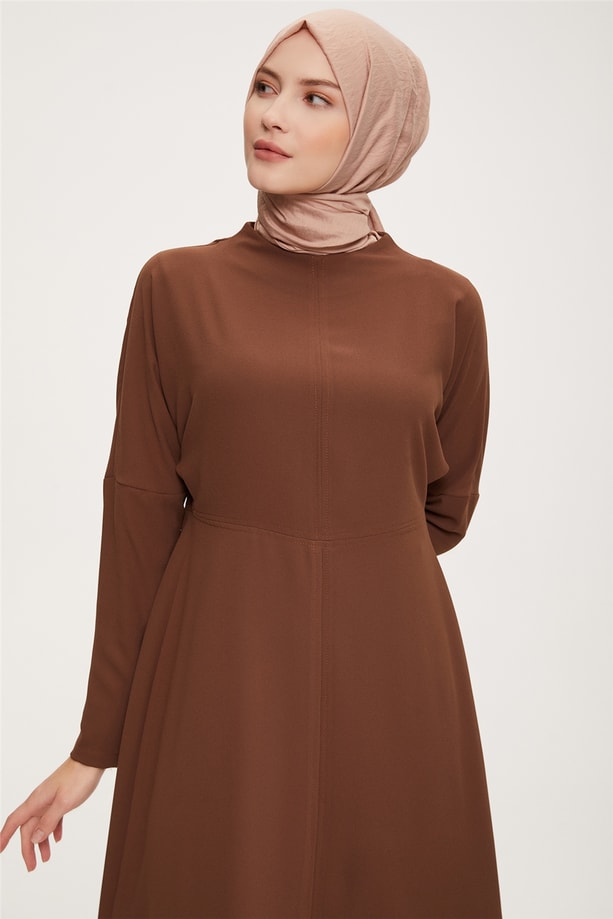 Armine Dökümlü Ve Godeli Elbise 22K9531 Bronz