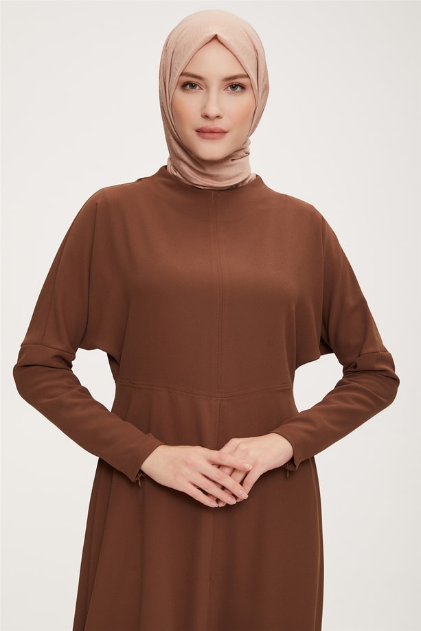 Armine Dökümlü Ve Godeli Elbise 22K9531 Bronz