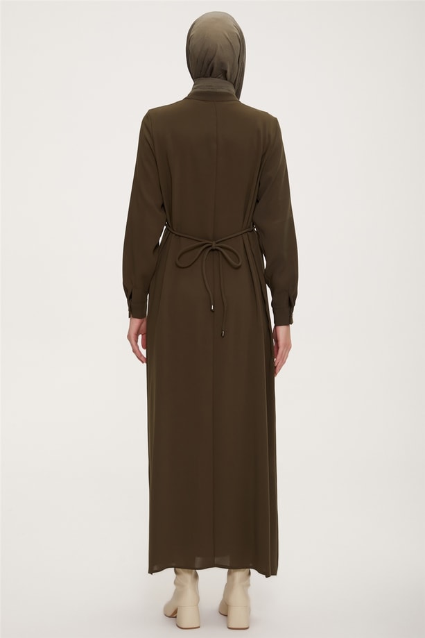 22K9534 Armine Elbise Haki