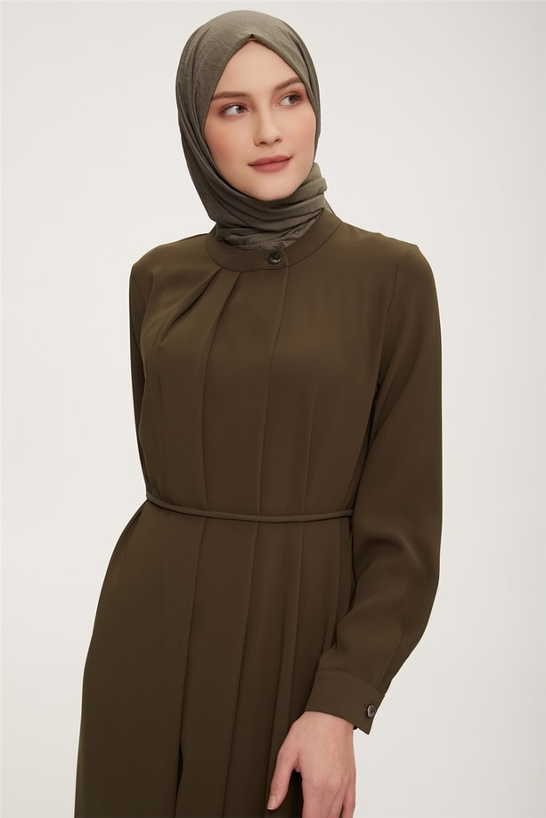 22K9534 Armine Elbise Haki