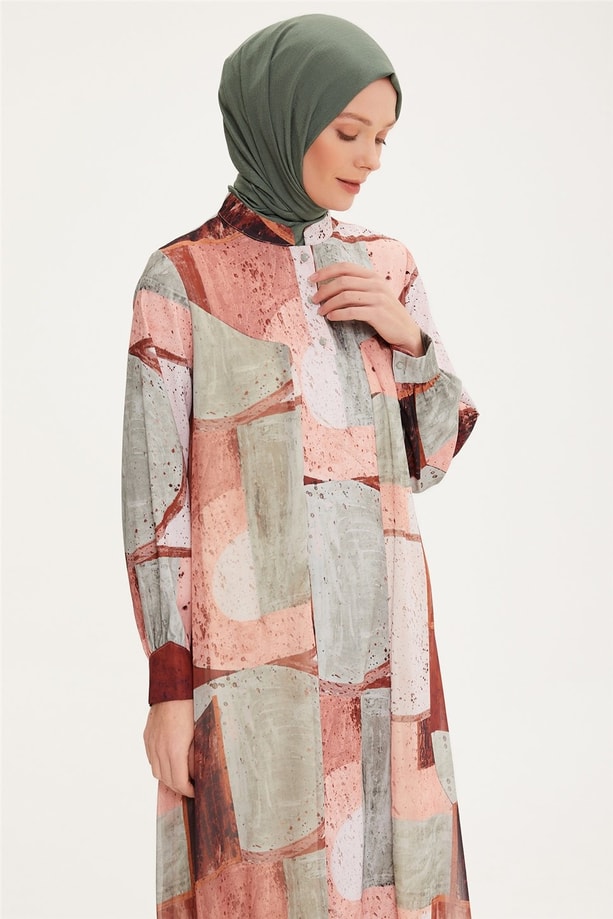 Armine Önü Patlı Şifon Garnili Empirme Elbise 22K9537 Pastel Yeşili