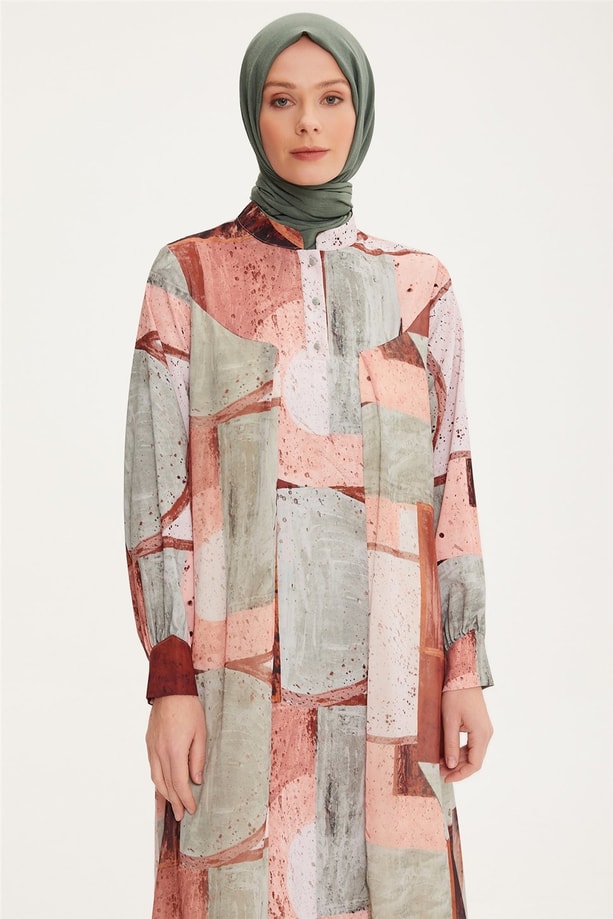 Armine Önü Patlı Şifon Garnili Empirme Elbise 22K9537 Pastel Yeşili