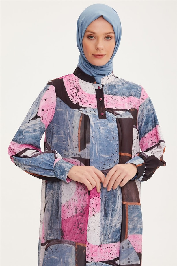 Armine Önü Patlı Şifon Garnili Empirme Elbise 22K9537 Orkide