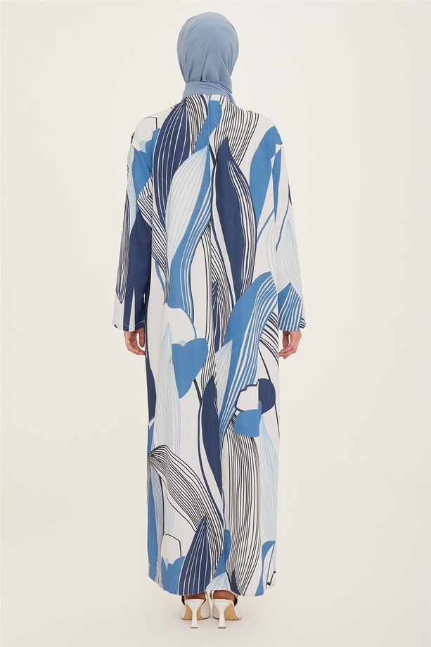 Armine Alleri Olan Arkadan Bağlanabilen Ve Önde Serbest Bırakılabilen Fonksiyonlu Elbise 22K9519 Mavi