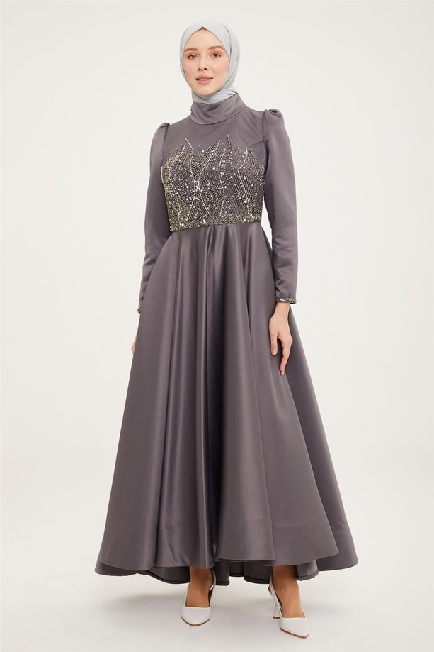 Armine Abiye Elbise 22YD1907 Gri