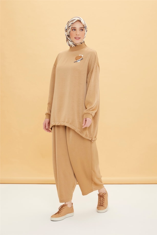 Armine Beli Lastikli Şalvar Pantolon 22Y2200 Camel