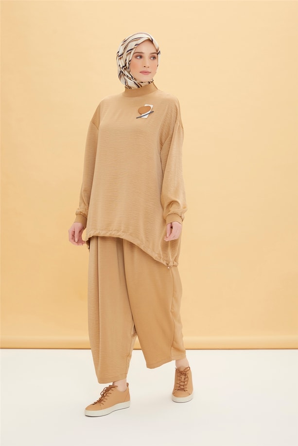 Armine Beli Lastikli Şalvar Pantolon 22Y2200 Camel