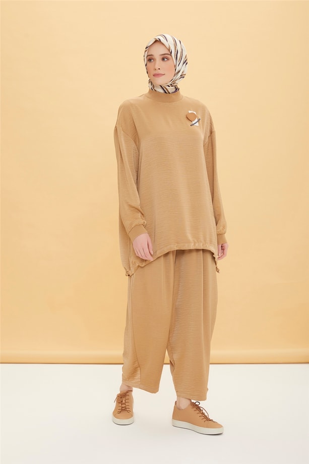 Armine Beli Lastikli Şalvar Pantolon 22Y2200 Camel