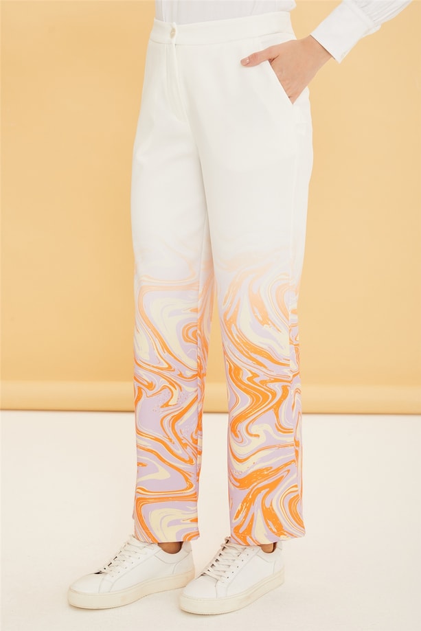 Armine Ucu Desenli Pantolon 22Y2209 Ekru