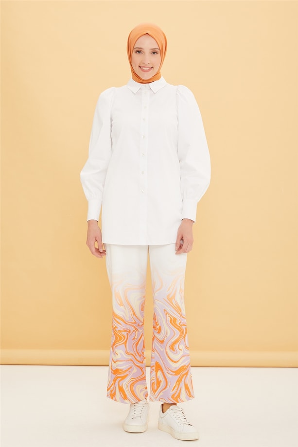 Armine Ucu Desenli Pantolon 22Y2209 Ekru