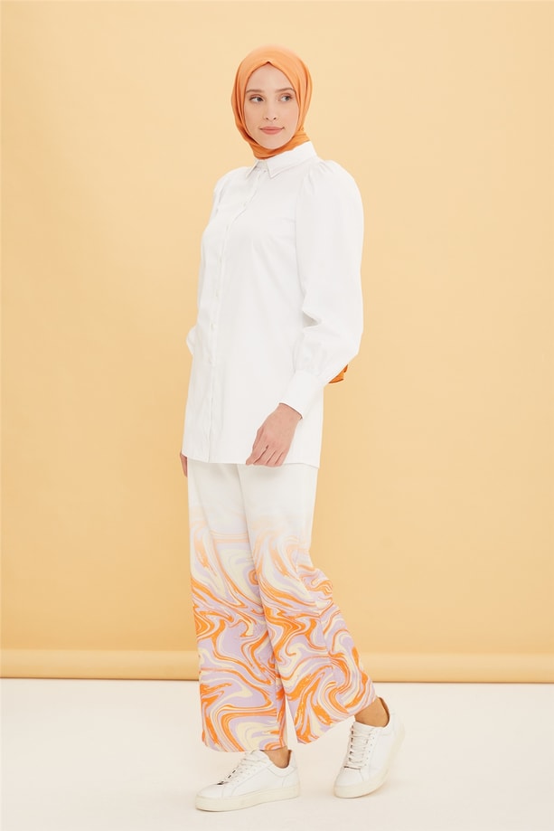 Armine Ucu Desenli Pantolon 22Y2209 Ekru