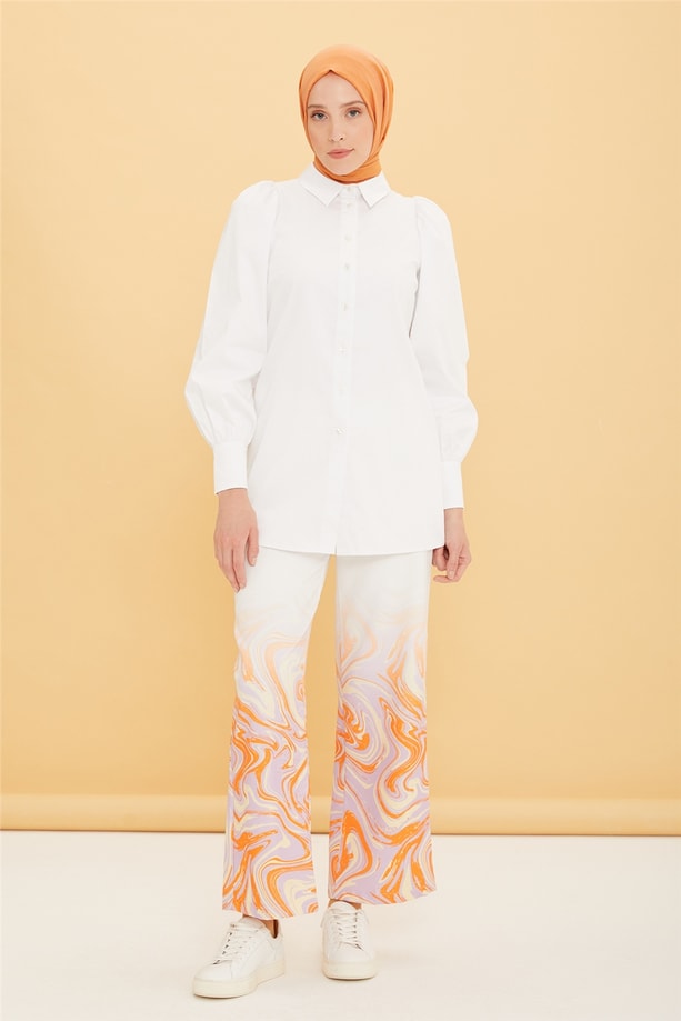 Armine Ucu Desenli Pantolon 22Y2209 Ekru
