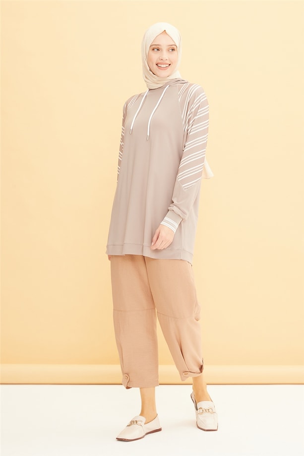 Armine Paçası Ayarlanabilir Yumuşak Pantolon 22Y2216 Camel