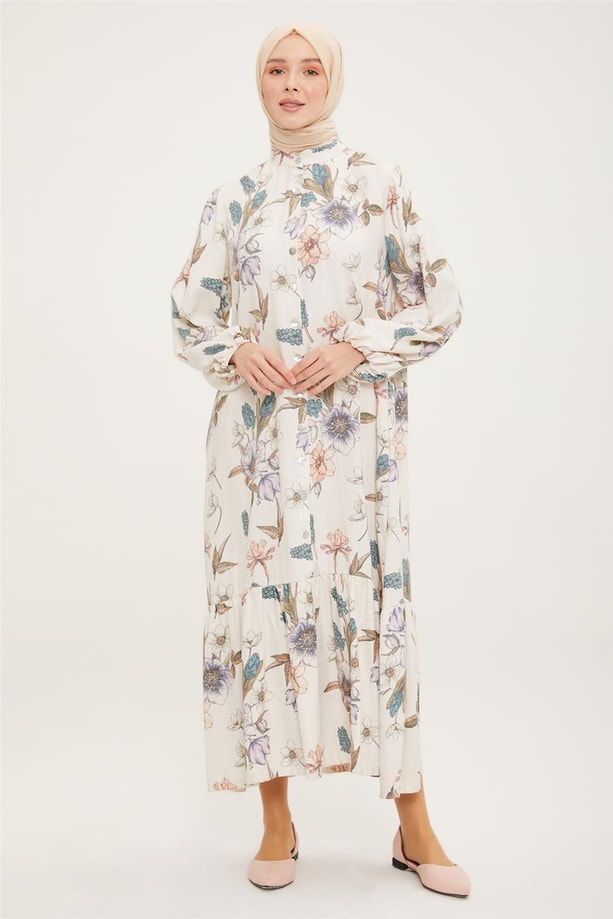 Armine Elbise 22YD3101 Krem