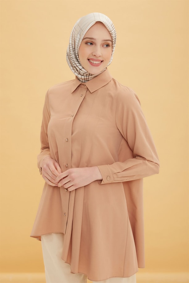 Armine Pileli Pauk Gömlek 22Y3104 Camel