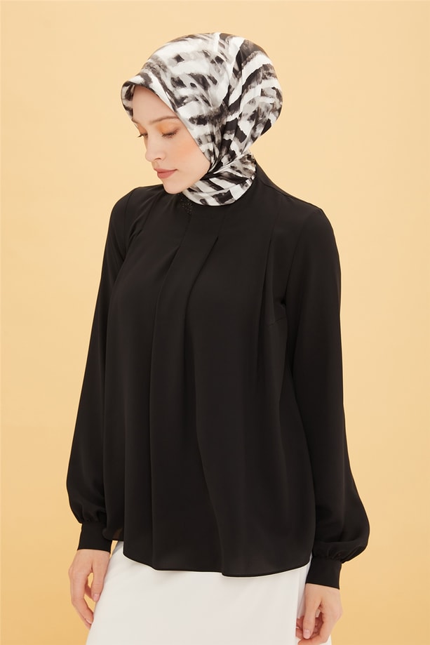 Armine Simli Yakalı Bluz 22Y3118 Siyah