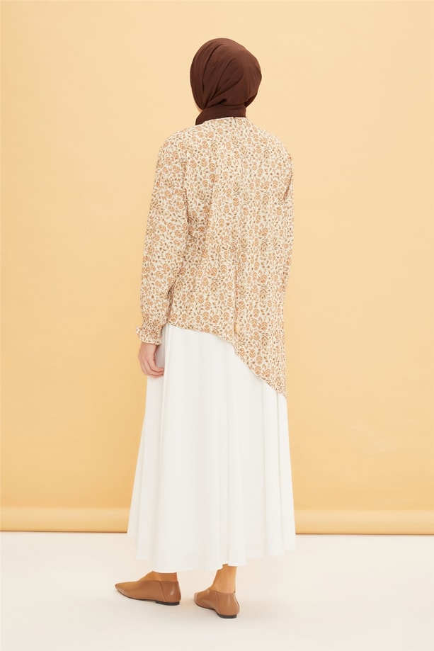 Armine Asimetrik Desenli Bluz 22Y3145 Bej