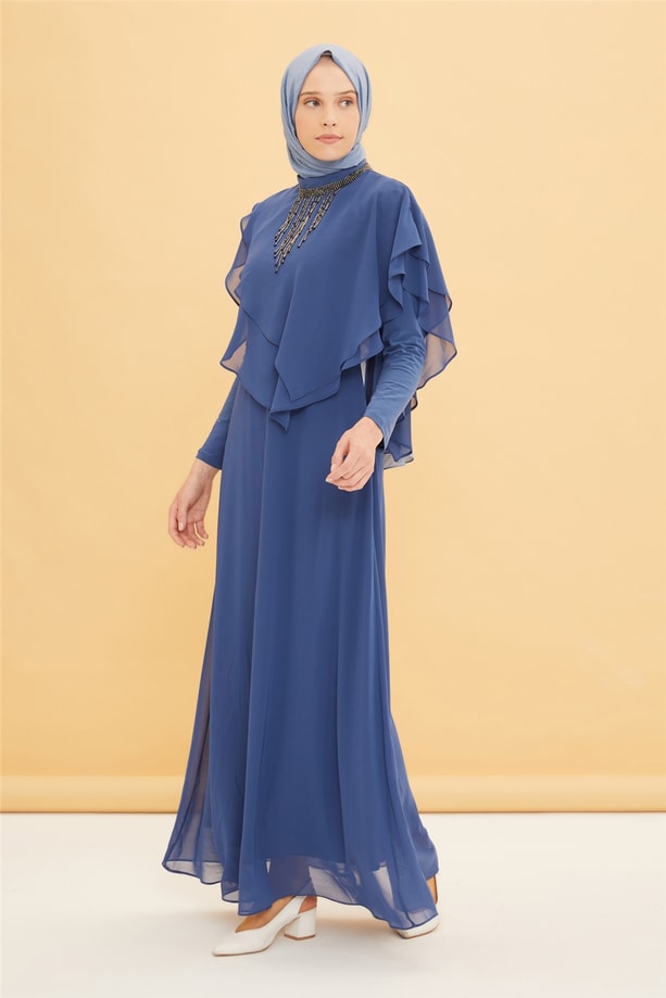 Armine Abiye Elbise 22YD3351 İndigo