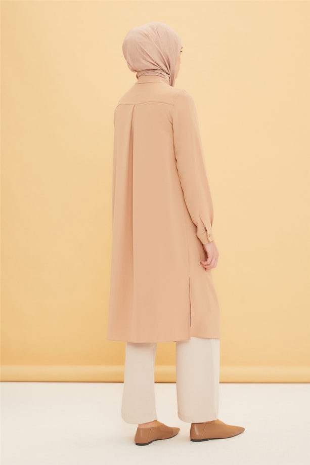 Armine Uzun Kollu Armine Logolu Tunik 21KH411 Camel