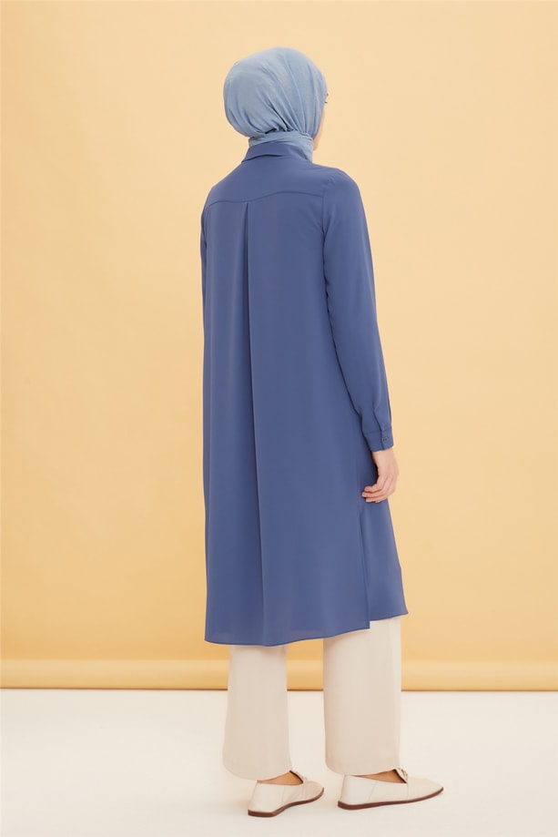 Armine Uzun Kollu Armine Logolu Tunik 21KH411 İndigo