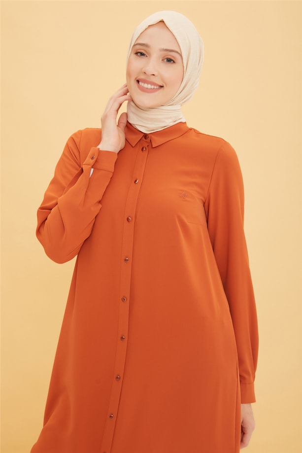 Armine Uzun Kollu Armine Logolu Tunik 21KH411 Tarçın