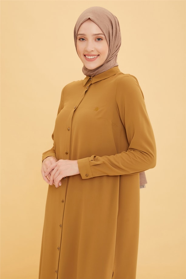 Armine Uzun Kollu Armine Logolu Tunik 21KH411 Badem