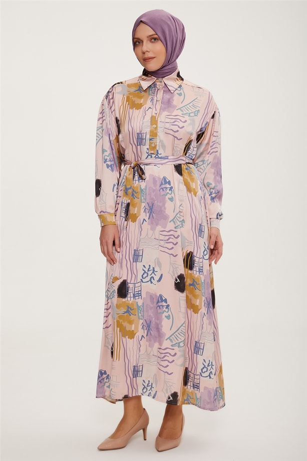 Armine Elbise 22YD4403 Pudra