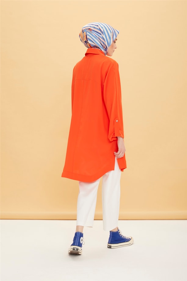 Armine Cep Kapaklı Oversize Tunik 22Y4804 Parlak Kırmızı