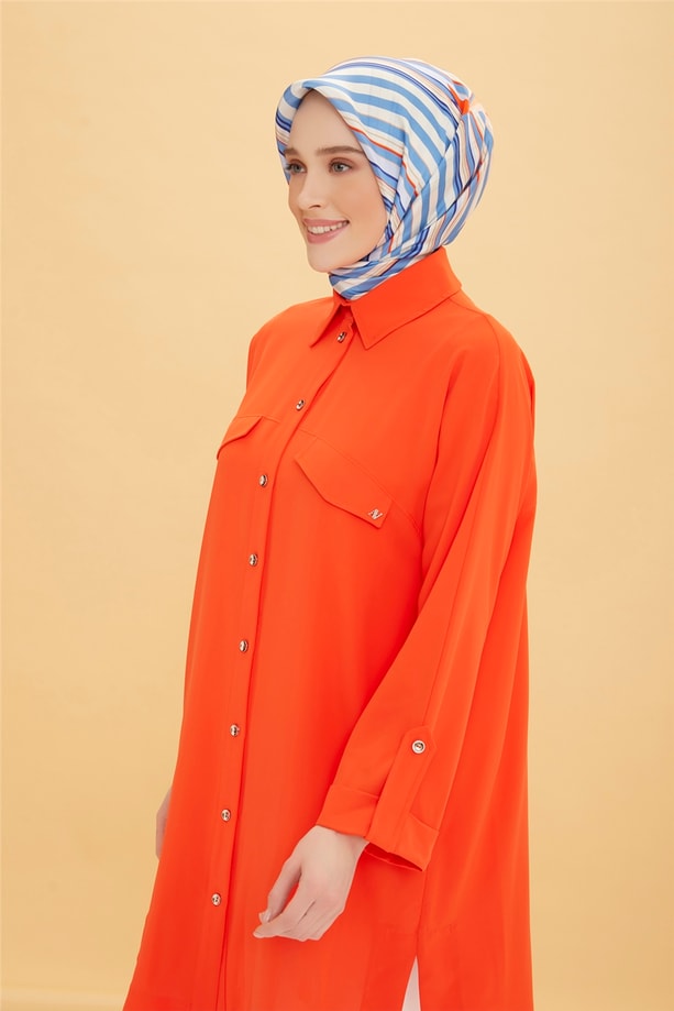 Armine Cep Kapaklı Oversize Tunik 22Y4804 Parlak Kırmızı