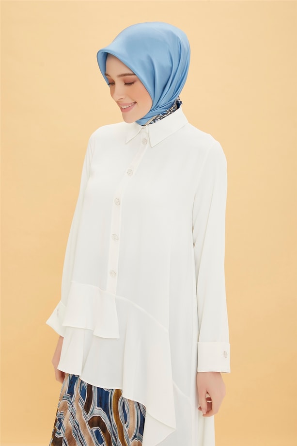 Armine Volanlı Asimetrik Tunik 22Y4806 Ekru
