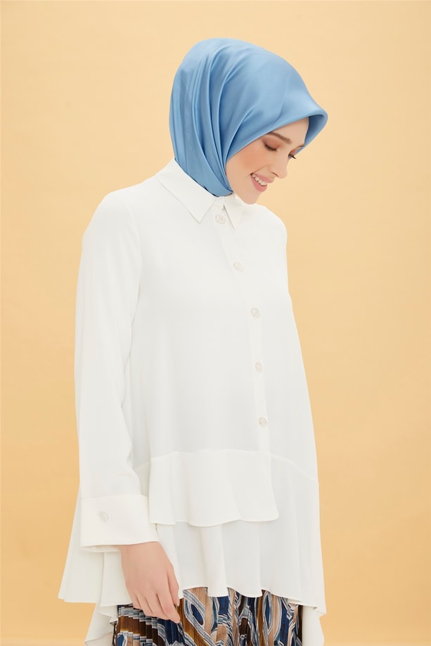 Armine Volanlı Asimetrik Tunik 22Y4806 Ekru