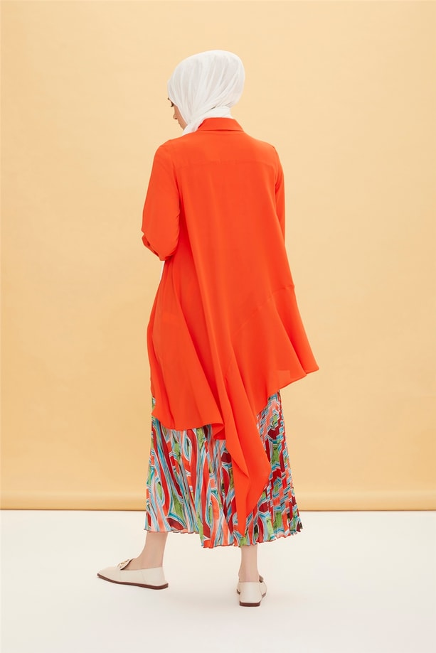 Armine Volanlı Asimetrik Tunik 22Y4806 Parlak Kırmızı