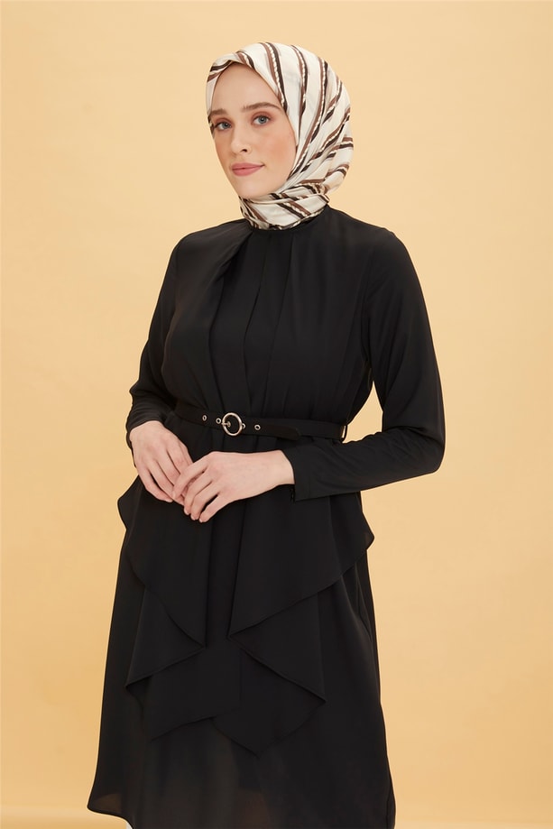 Armine Önü Garnili Kemer Detaylı Tunik 22Y4809 Siyah