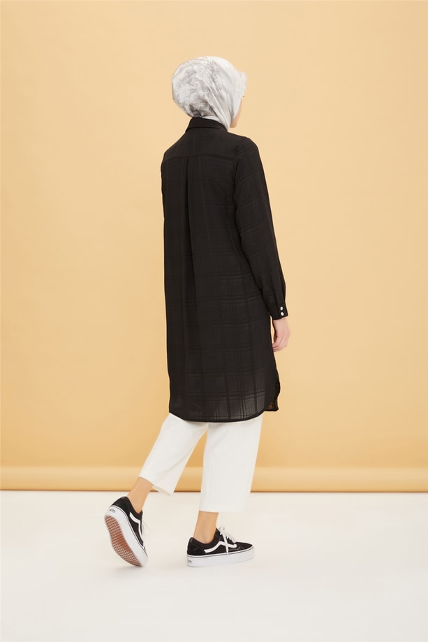 Armine Kendinden Desenli Tunik 22Y4811 Siyah