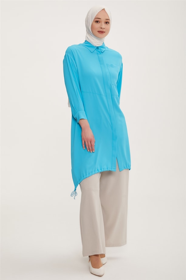 Armine Düşük Kollu Yanlardan Ayarlanabilir Tunik 22Y4812 Aqua