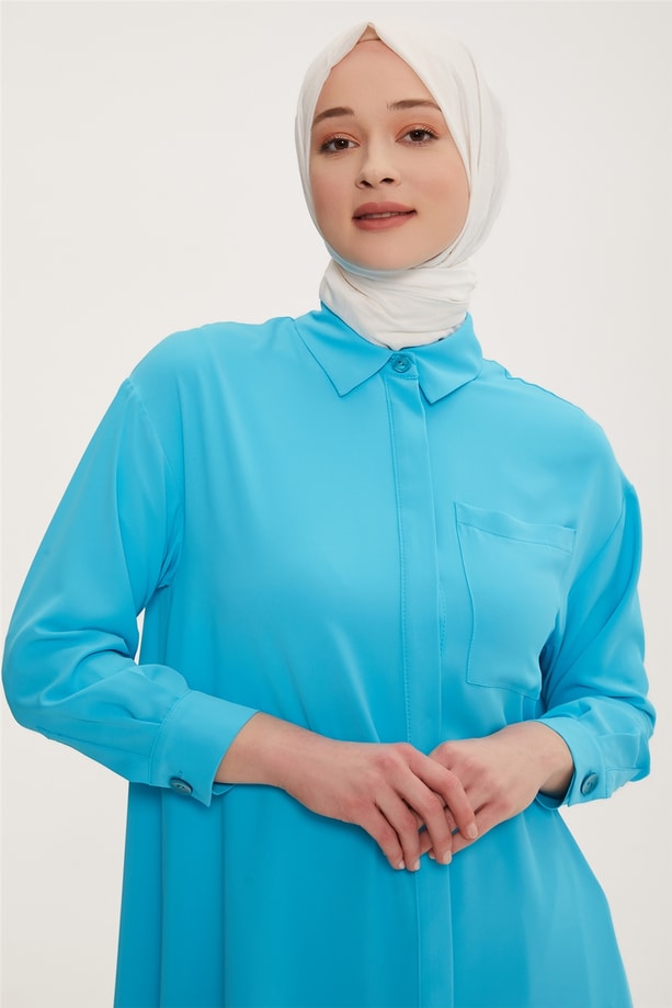 Armine Düşük Kollu Yanlardan Ayarlanabilir Tunik 22Y4812 Aqua
