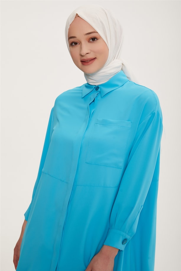 Armine Düşük Kollu Yanlardan Ayarlanabilir Tunik 22Y4812 Aqua