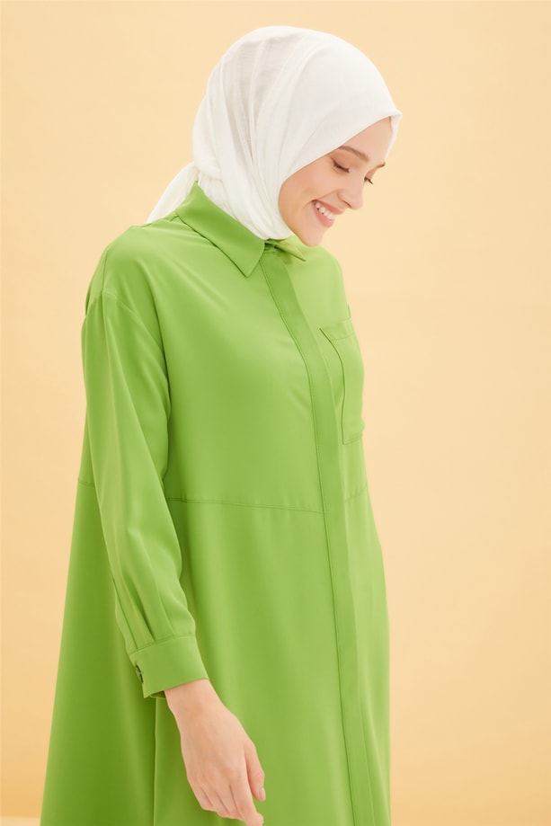 Armine Düşük Kollu Yanlardan Ayarlanabilir Tunik 22Y4812 Fıstık Yeşil