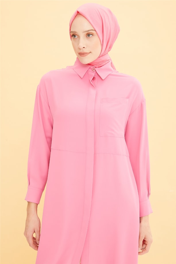 Armine Düşük Kollu Yanlardan Ayarlanabilir Tunik 22Y4812 Pembe