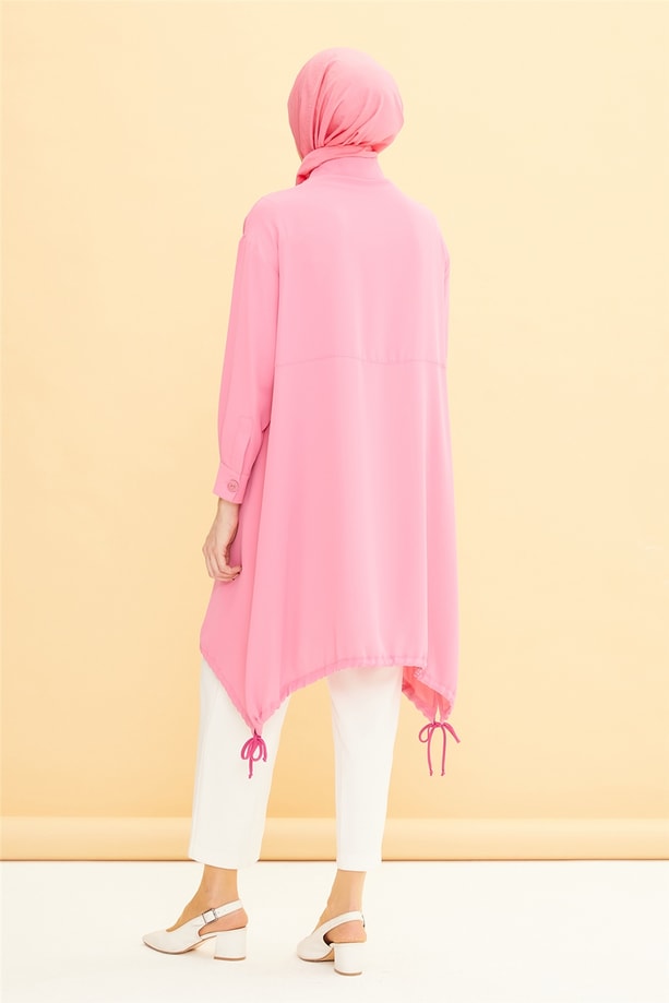 Armine Düşük Kollu Yanlardan Ayarlanabilir Tunik 22Y4812 Pembe
