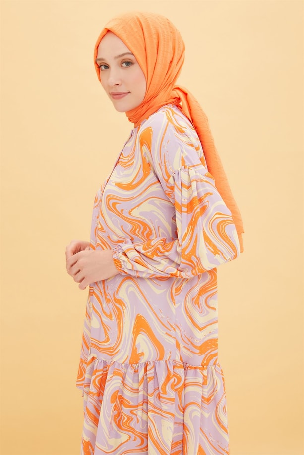 Armine Büzgülü Ve Desenli Tunik 22Y4818 Turuncu