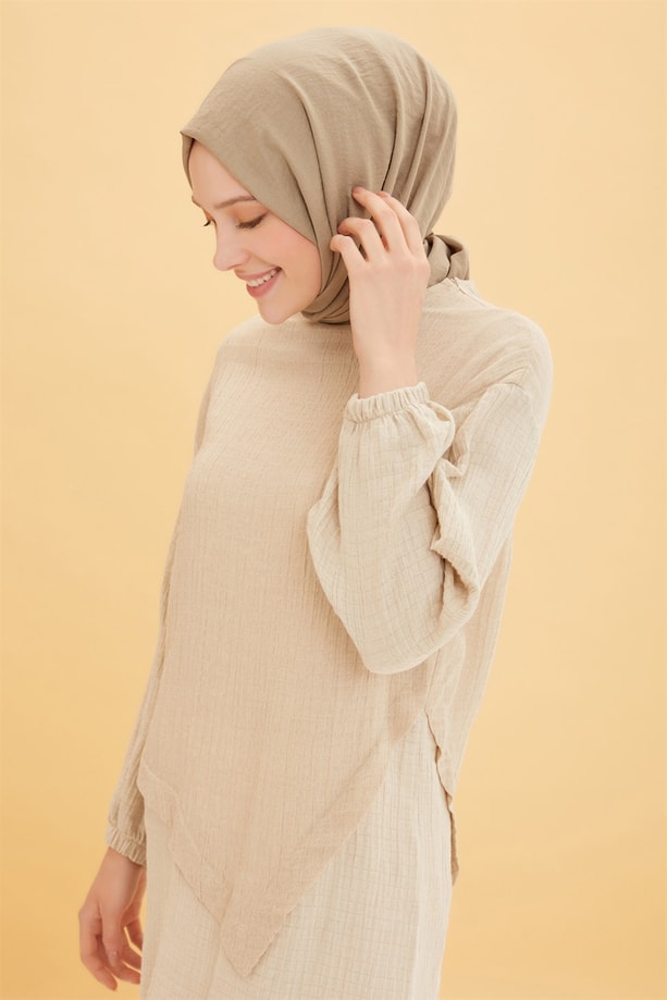 Armine Kumaş Özellikli Rahat Tunik 22Y4822 Bej