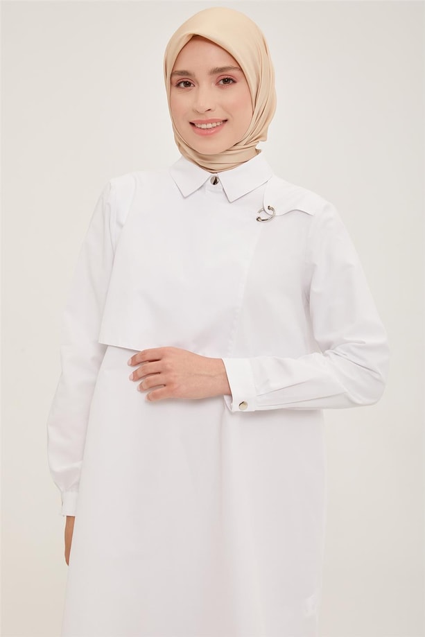 Armine Aller Detaylı Tunik 22Y4824 Optik Beyaz