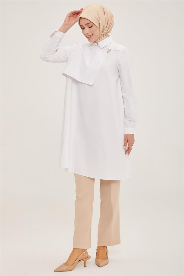 Armine Aller Detaylı Tunik 22Y4824 Optik Beyaz